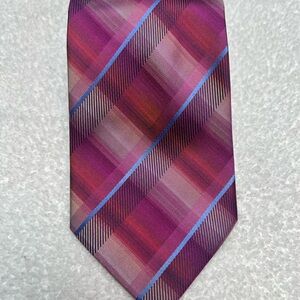 Kenneth Cole Checkered Purple and Blue Tie